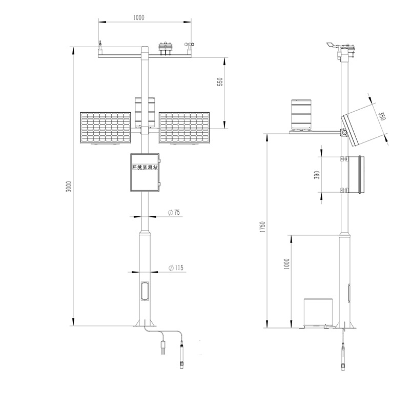 Agricultural Environment Monitoring System Product Dimensions