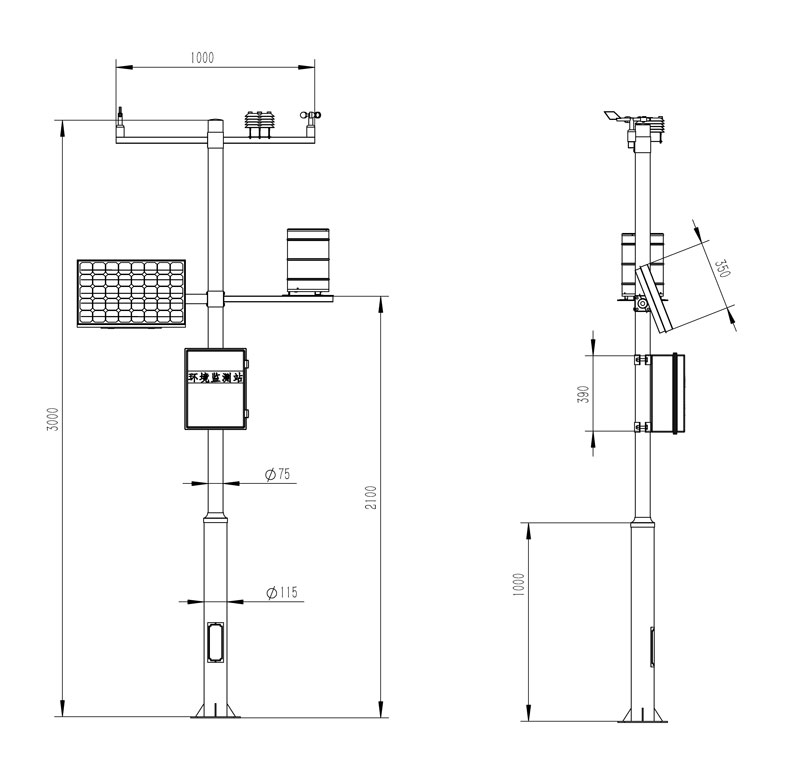 Multifunctional weather station product size diagram