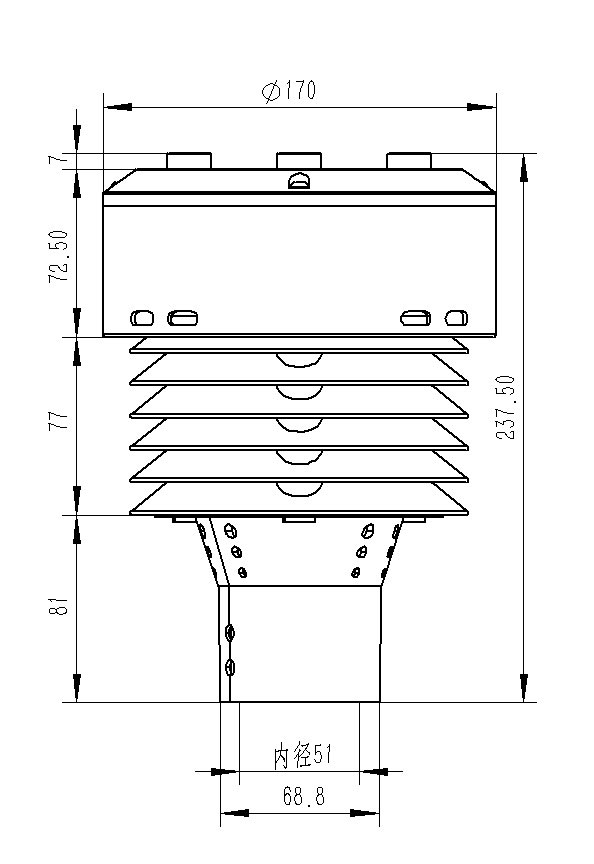 Negative oxygen ion sensor product size diagram