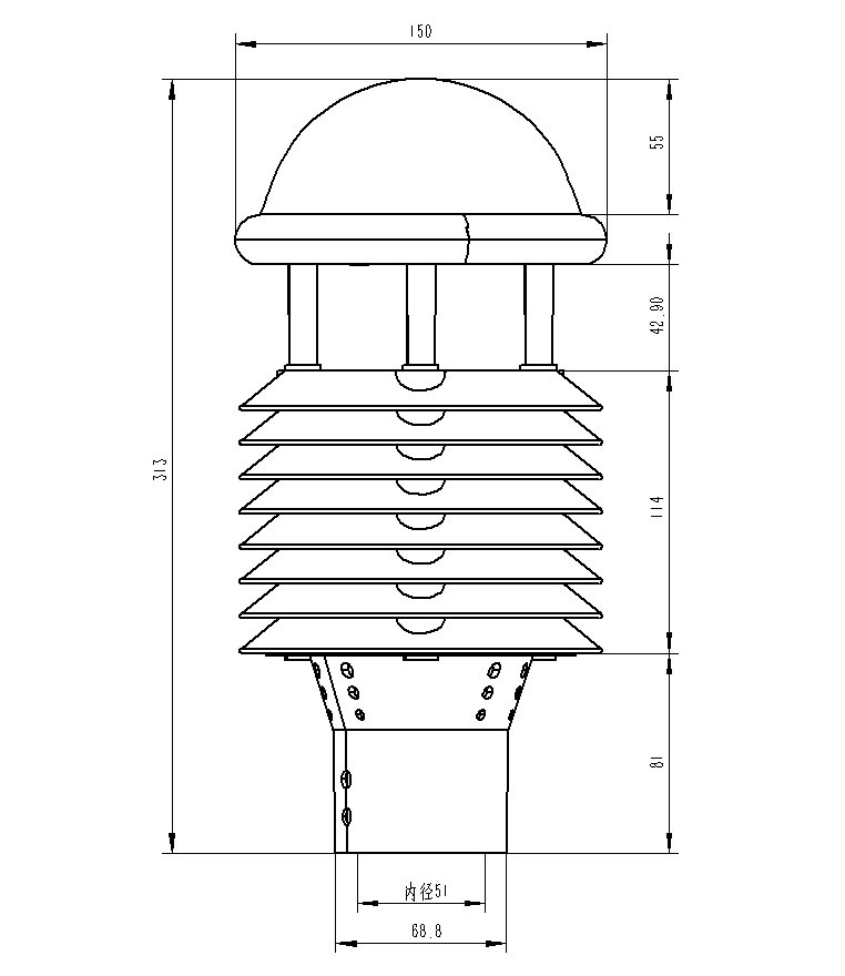 Ultrasonic Automatic Weather Sensor Product Dimensions