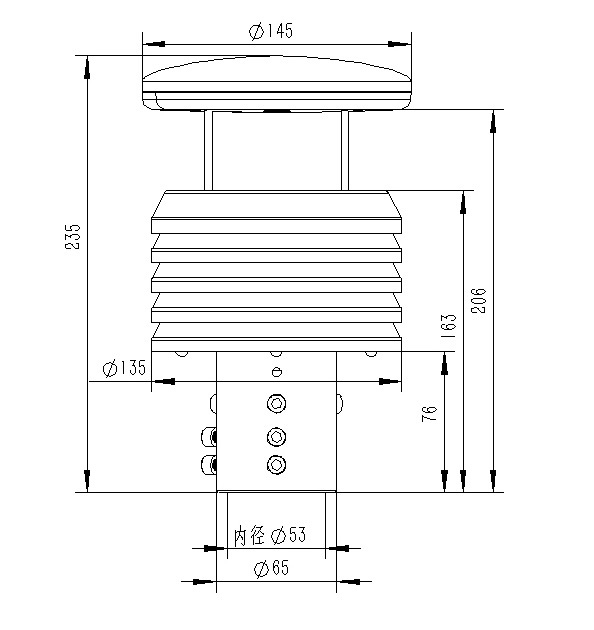 6 in1 Ultrasonic Weather Station Sensor Product Dimensions