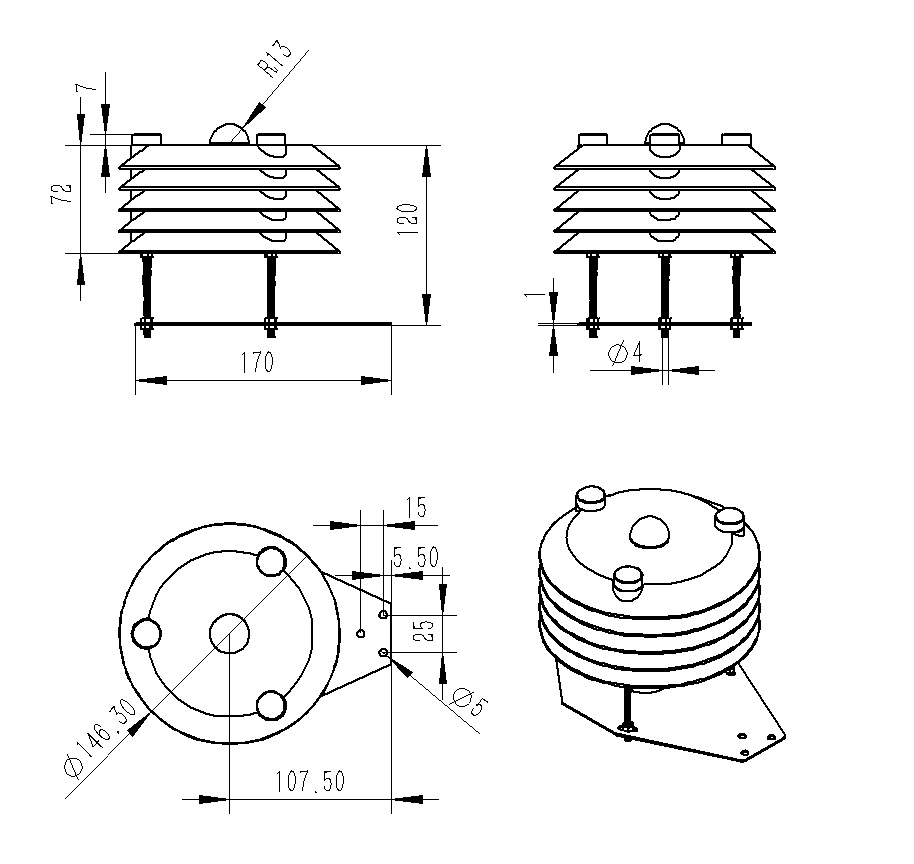 Light sensors product size chart