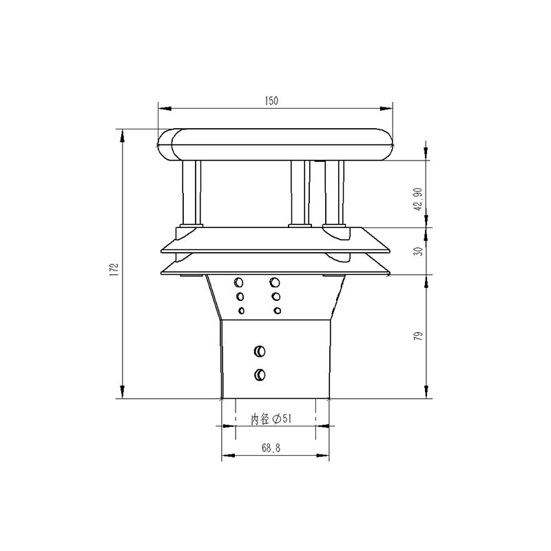 Dimensional drawings of types of anemometer products