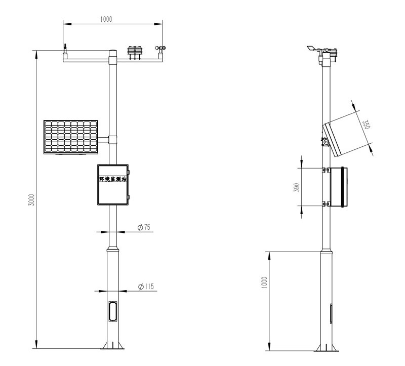 Product dimensions of solar powered weather stations