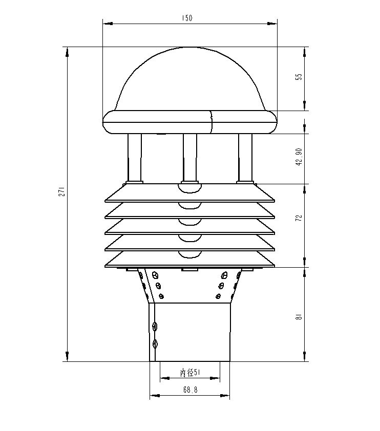 Product size diagram of ambient weather sensors